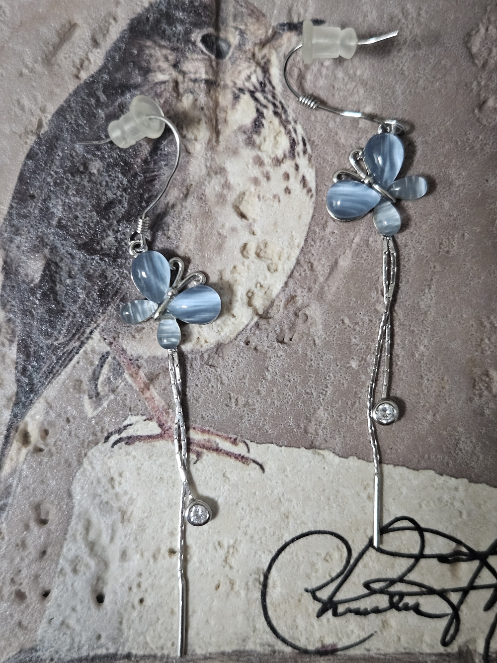 Blue Butterfly Dangle Earrings(S925)